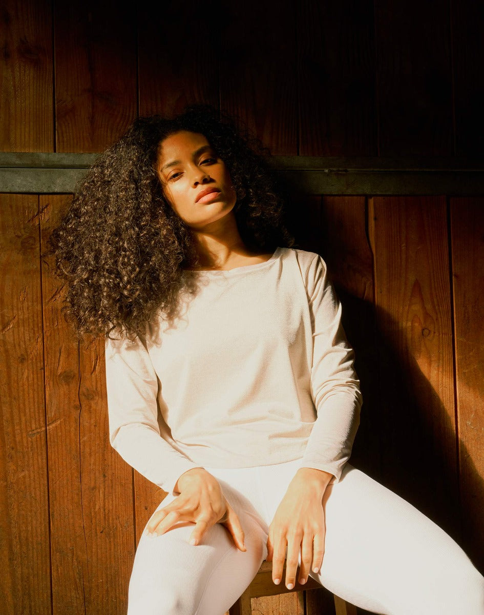 GOLDWHITE LONG SLEEVE CROP TOP