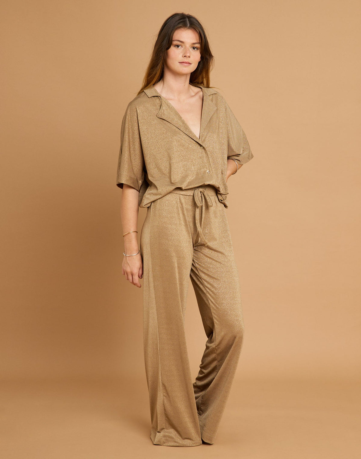 SHINY BROWN TROUSERS